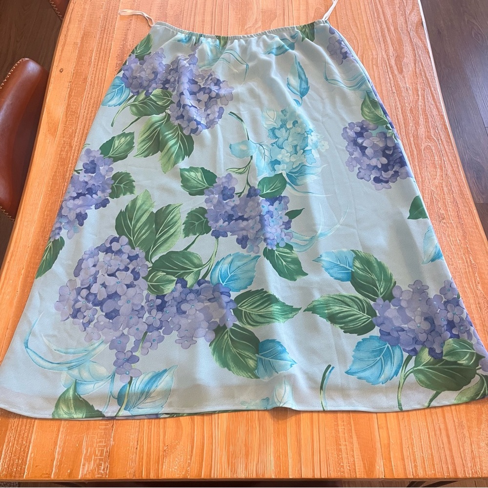 Floral A-Line Skirt in Blue and Green